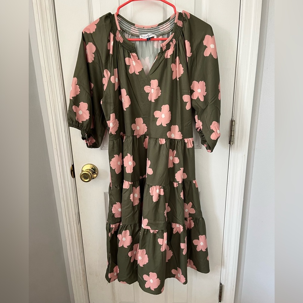 NWOT Michelle McDowell floral women’s dress, size L